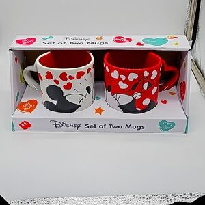 Disney Mickey & Minnie Heart Shaped Mugs